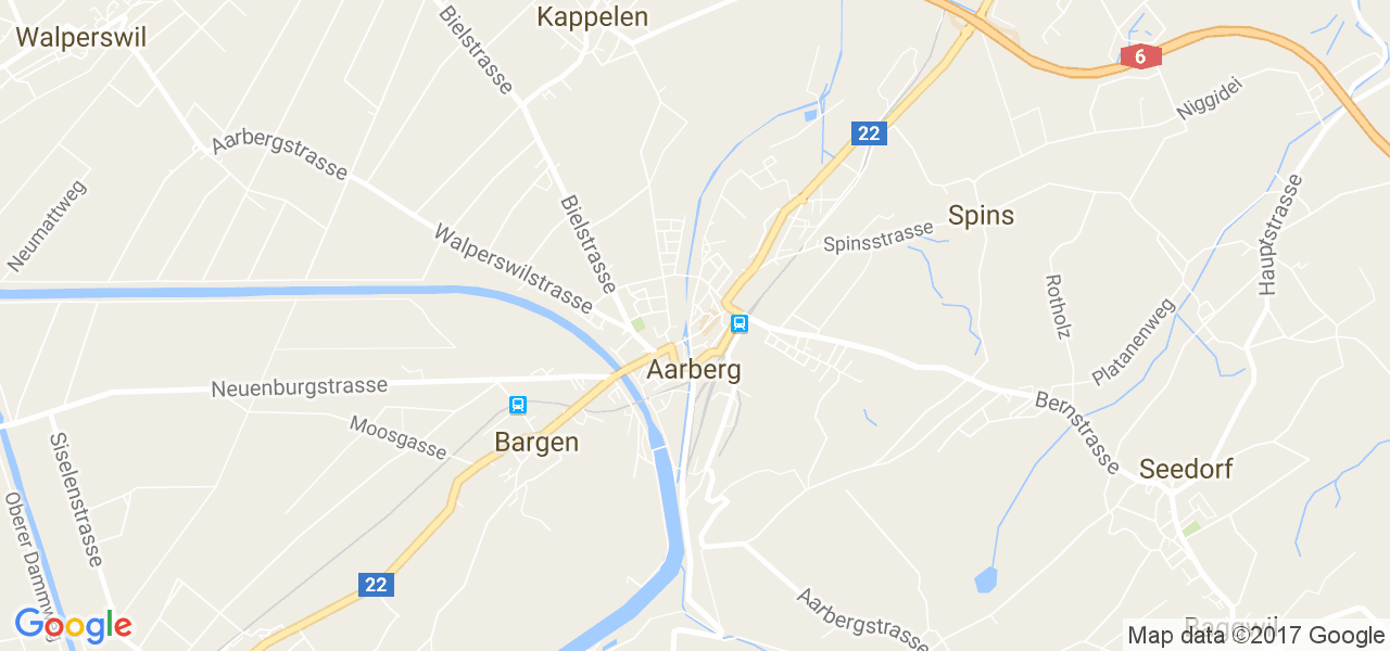 map de la ville de Aarberg
