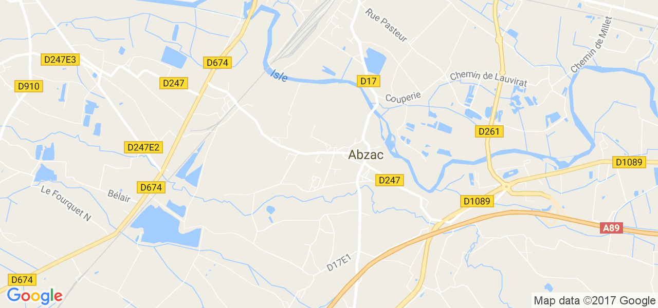 map de la ville de Abzac