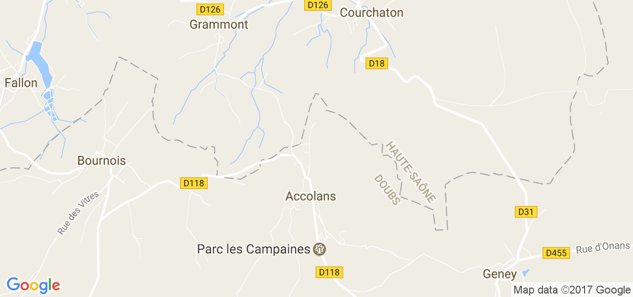 map de la ville de Accolans