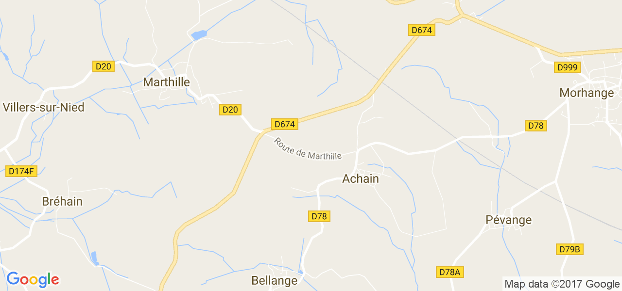 map de la ville de Achain