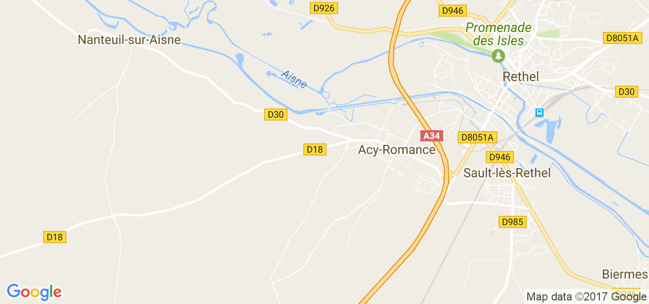 map de la ville de Acy-Romance