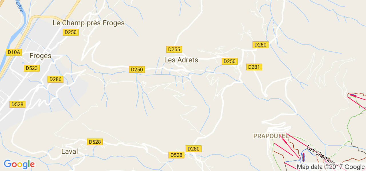 map de la ville de Adrets