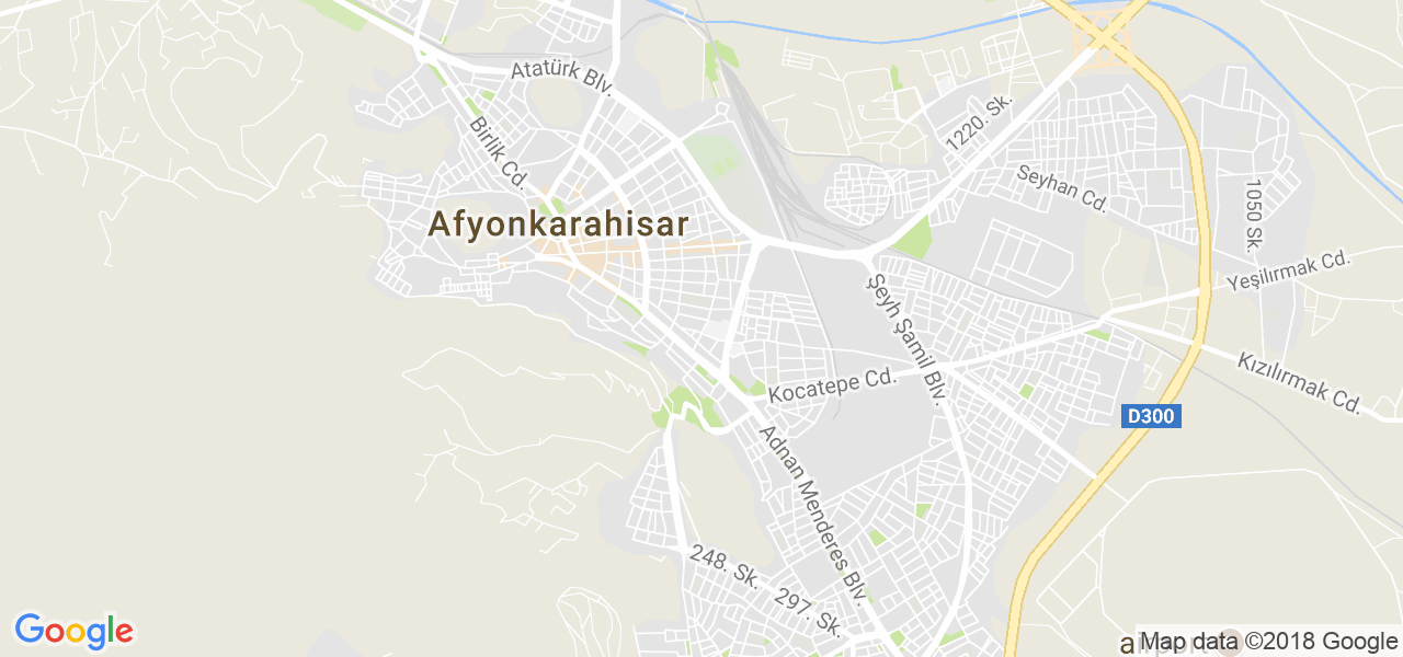 map of the city of Afyon