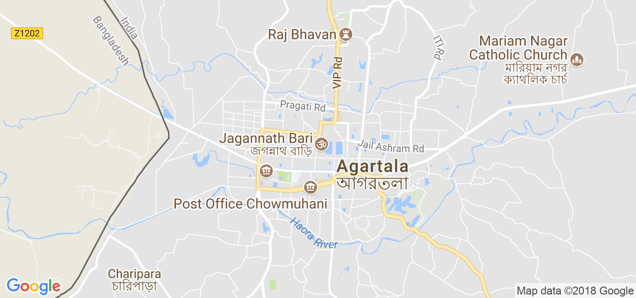 map de la ville de Agartala