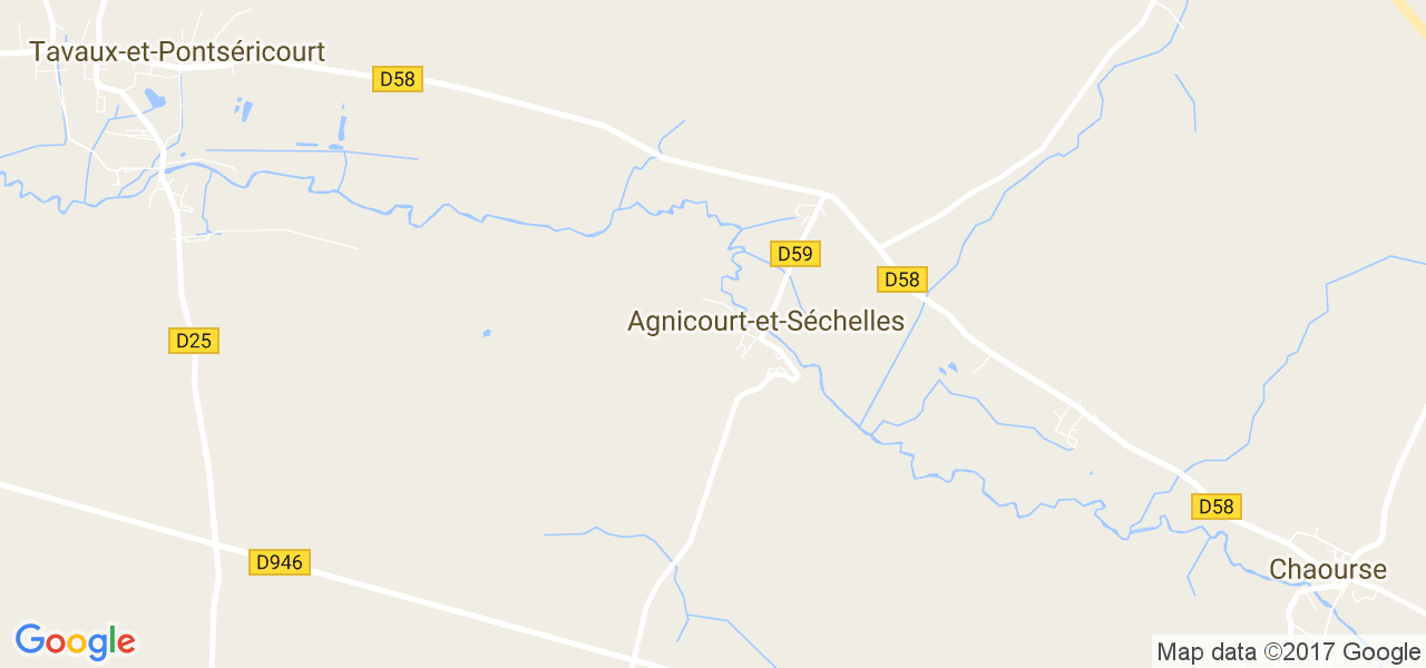 map de la ville de Agnicourt-et-Séchelles