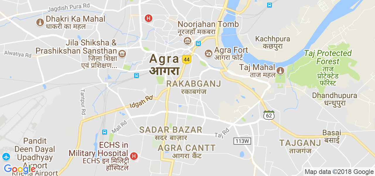 map de la ville de Agra