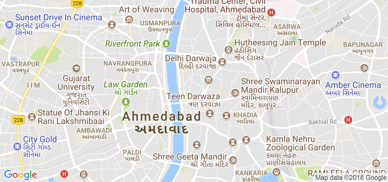 map of the city of Ahmedabad