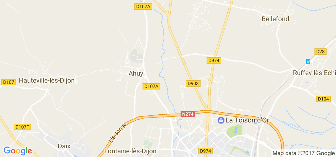 map de la ville de Ahuy