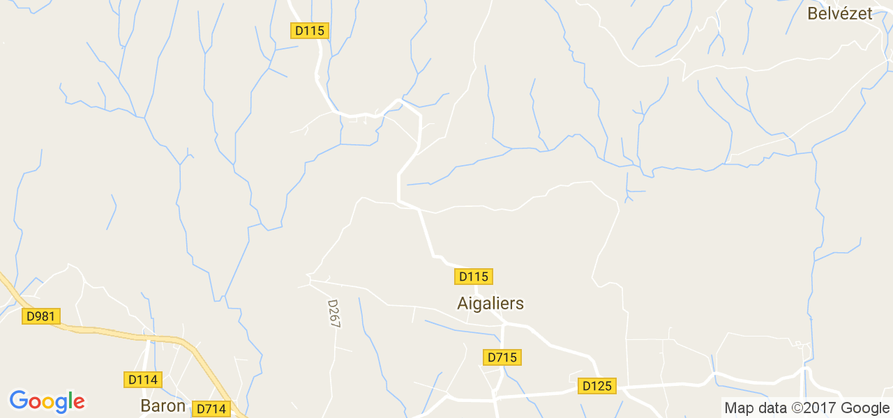 map de la ville de Aigaliers