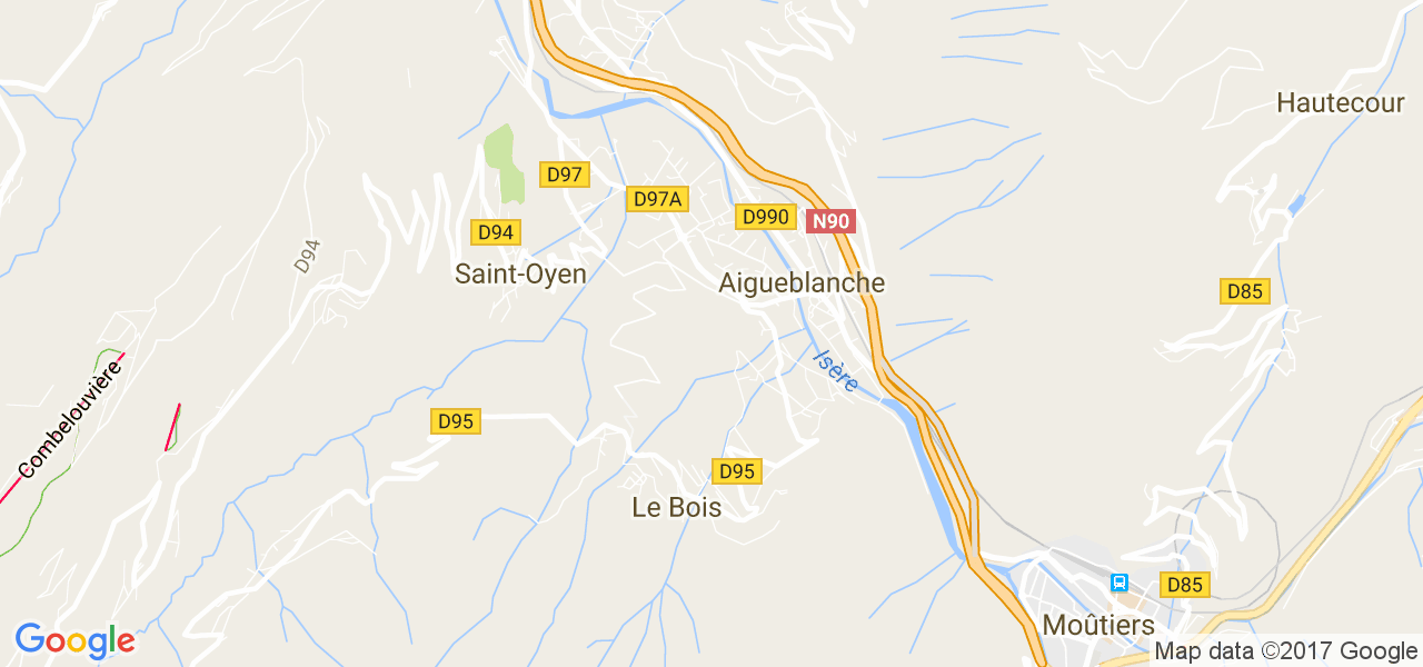 map de la ville de Aigueblanche