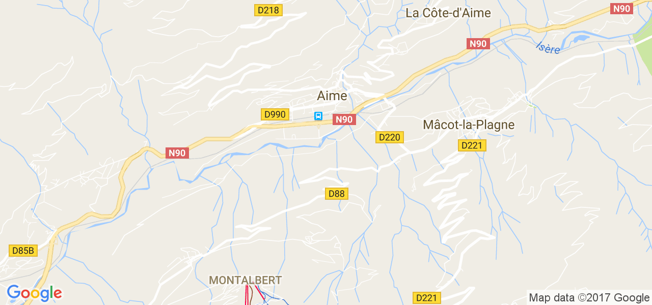 map de la ville de Aime