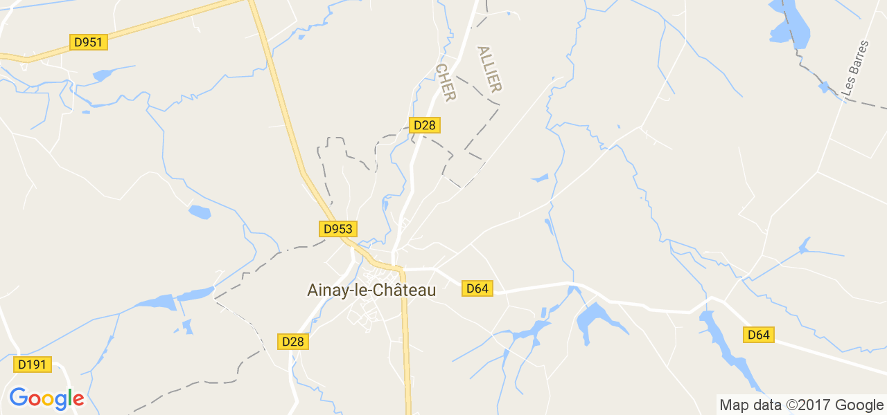 map de la ville de Ainay-le-Château
