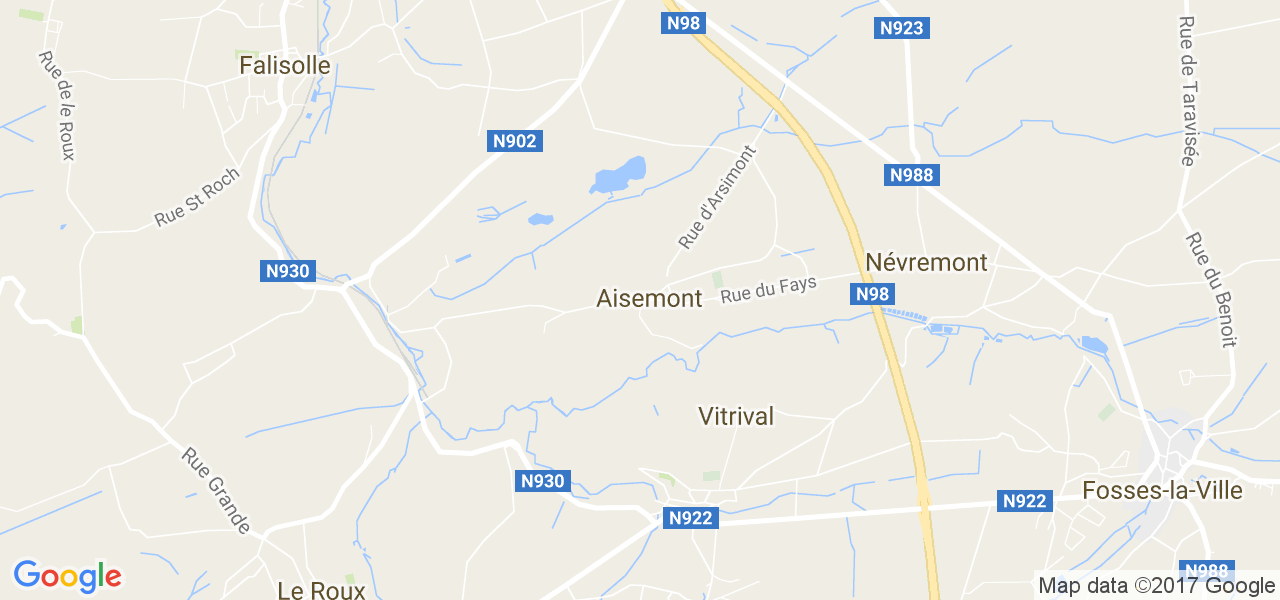 map de la ville de Aisemont