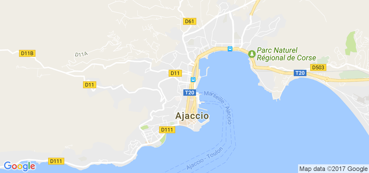 map de la ville de Ajaccio