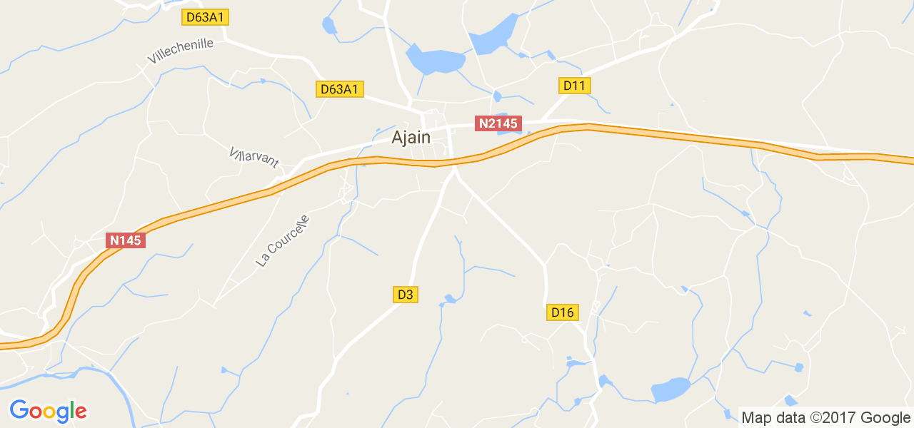 map de la ville de Ajain