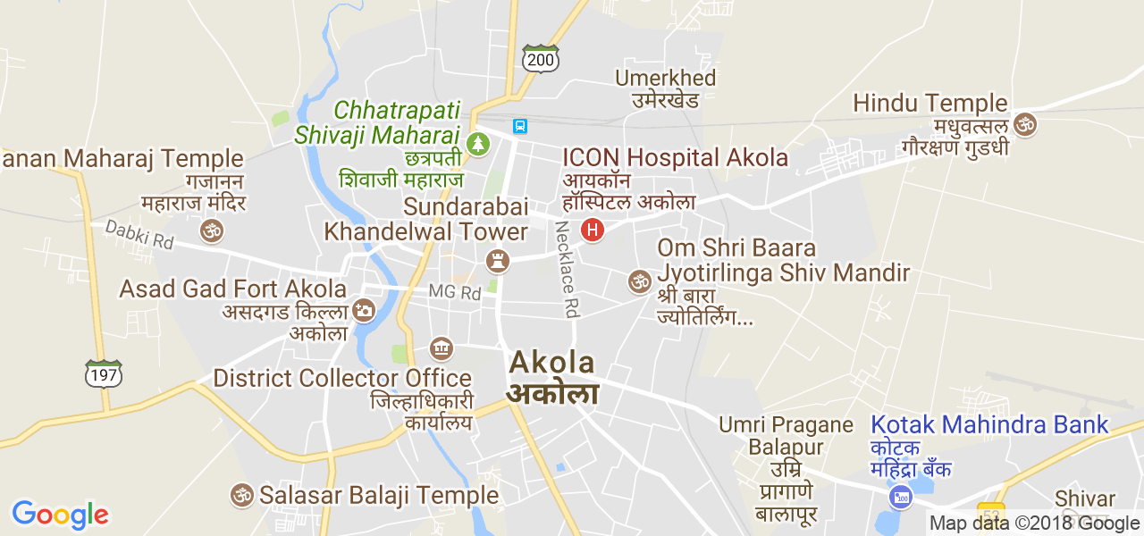 map of the city of Akola