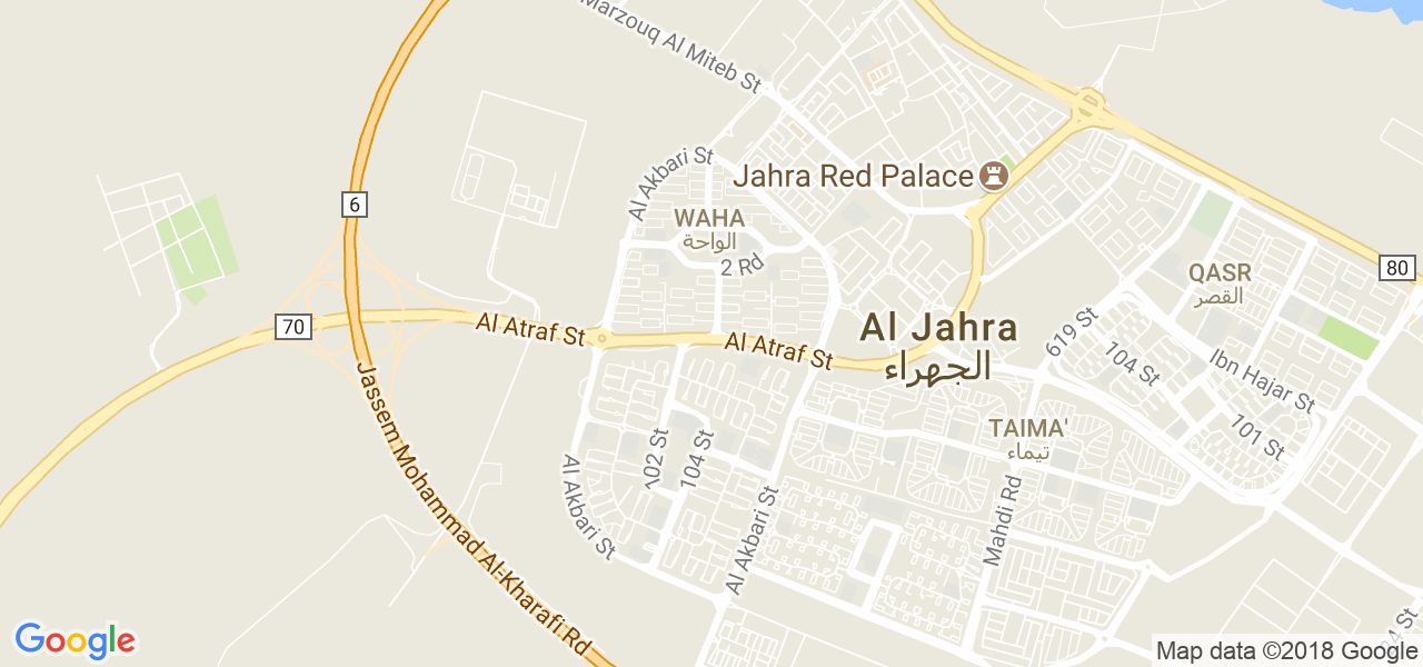 map de la ville de Al Jahra