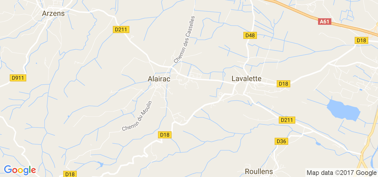 map de la ville de Alairac