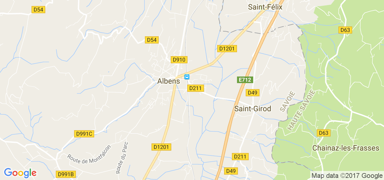 map de la ville de Albens