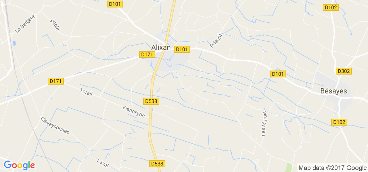 map de la ville de Alixan