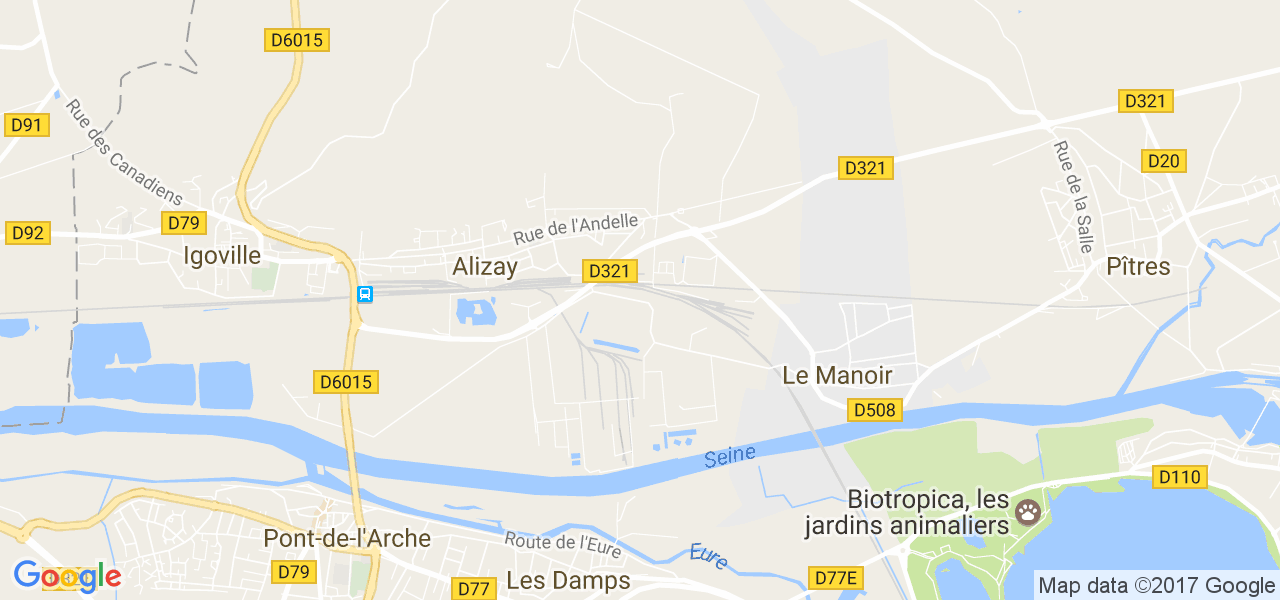 map de la ville de Alizay