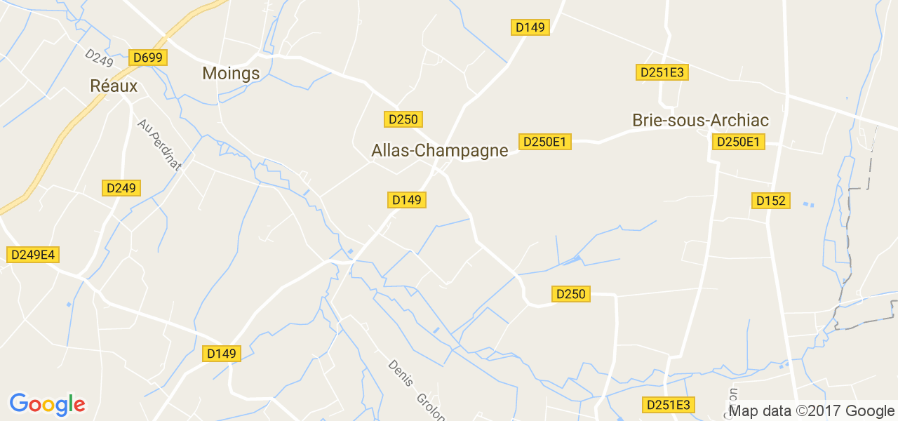 map de la ville de Allas-Champagne