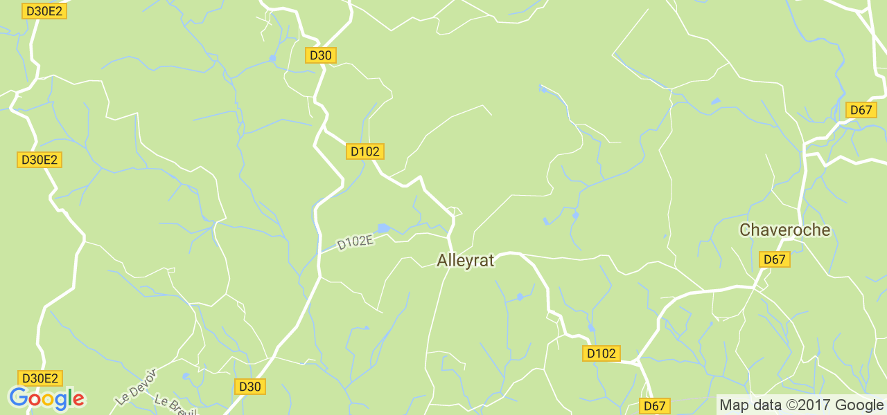 map de la ville de Alleyrat