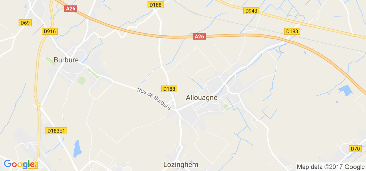 map de la ville de Allouagne