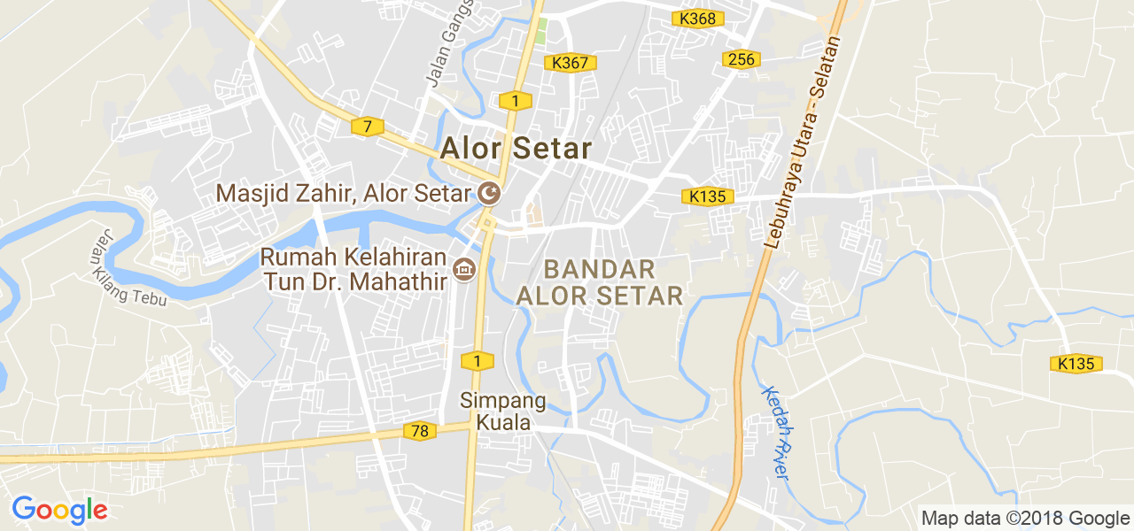 map de la ville de Alor Setar