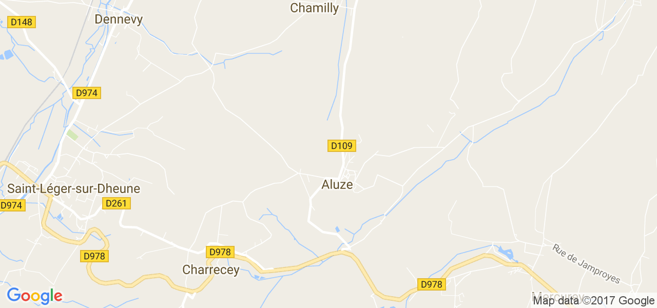 map de la ville de Aluze