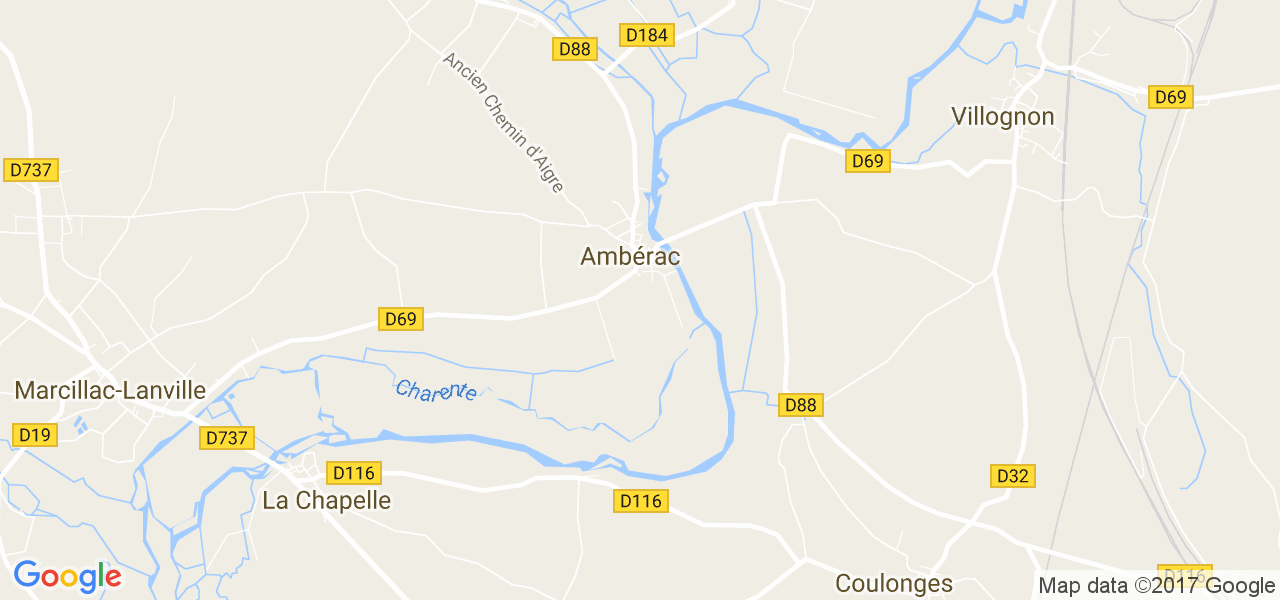 map de la ville de Ambérac