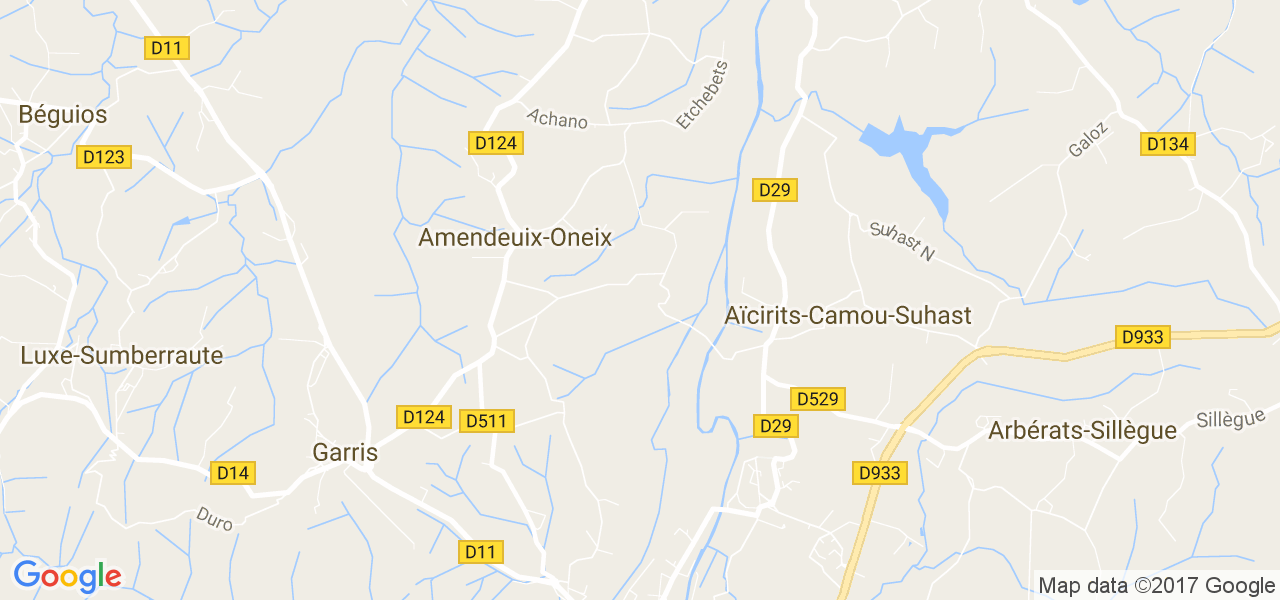 map de la ville de Amendeuix-Oneix