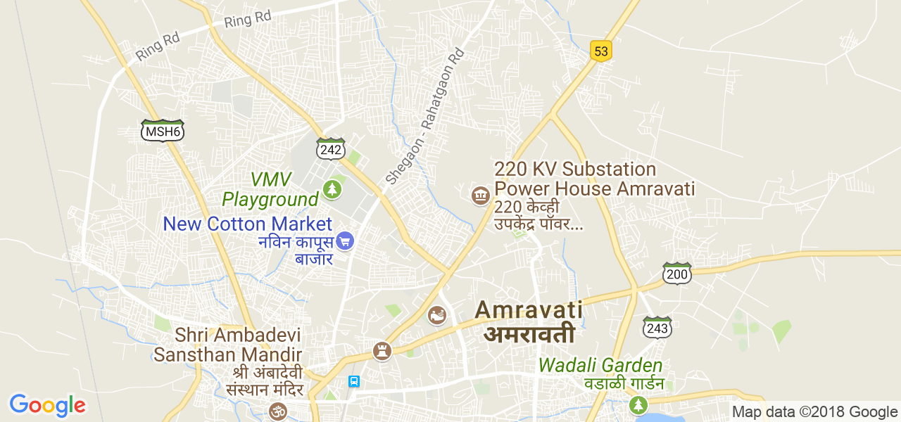 map of the city of Amravati