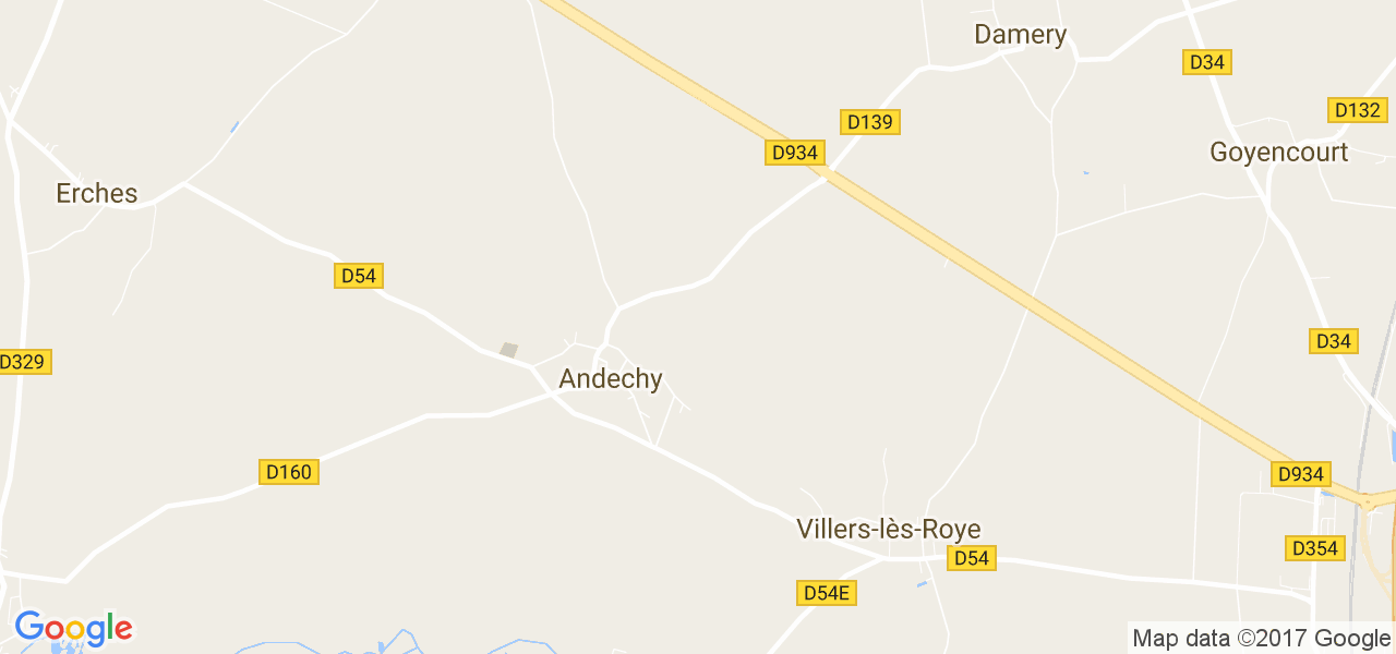 map de la ville de Andechy