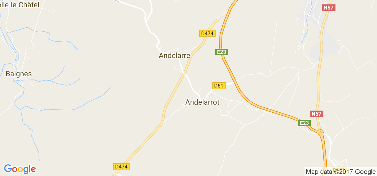 map de la ville de Andelarre