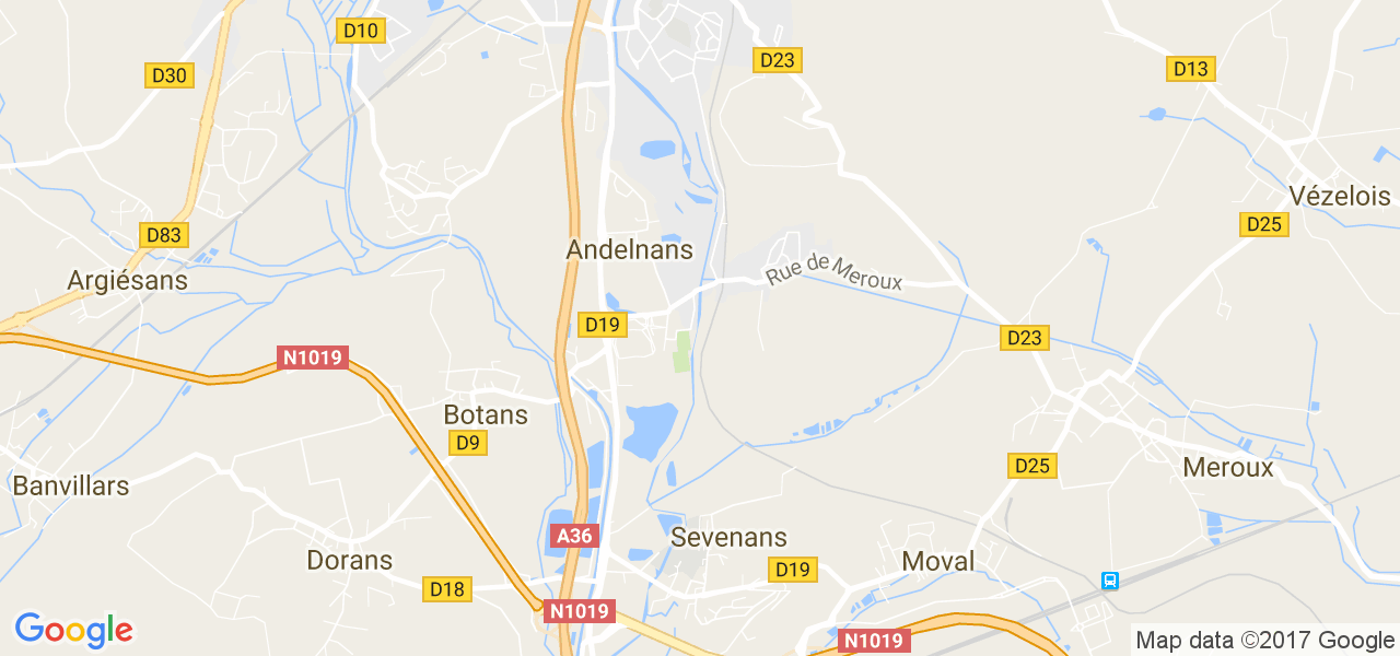 map de la ville de Andelnans