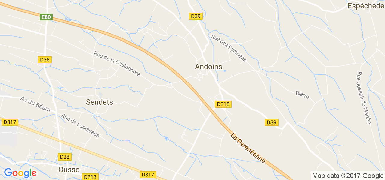 map de la ville de Andoins