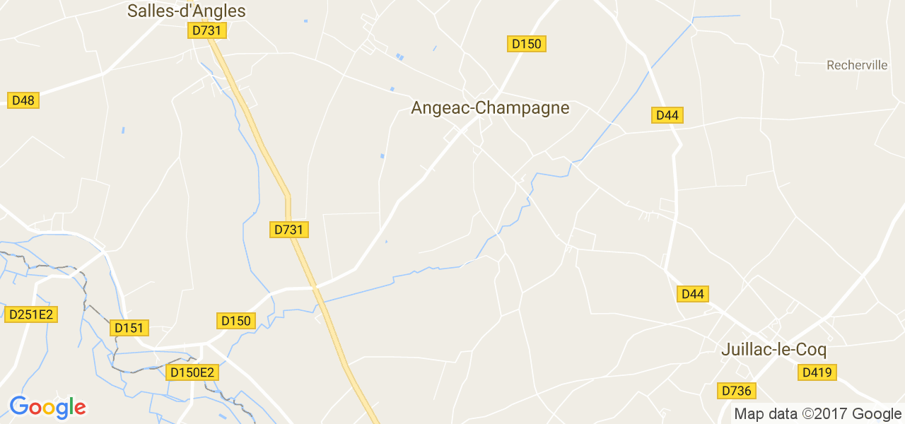 map de la ville de Angeac-Champagne