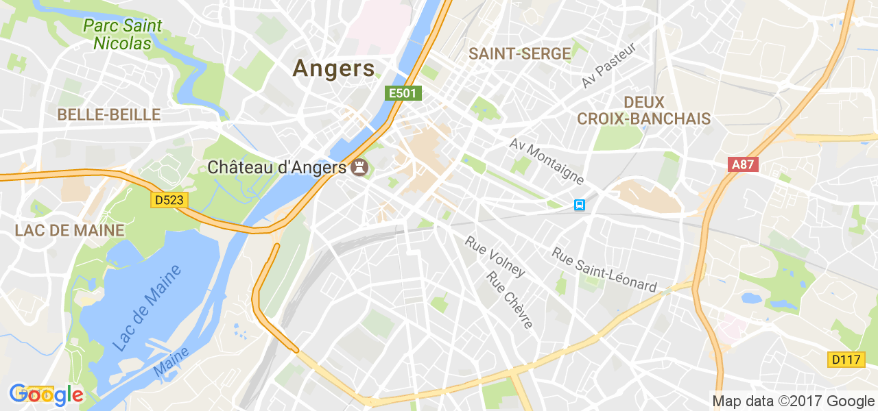 map de la ville de Angers