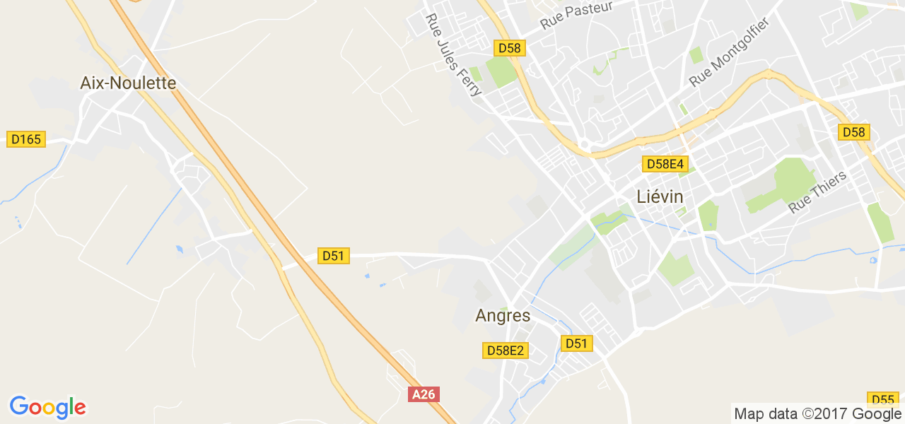 map de la ville de Angres