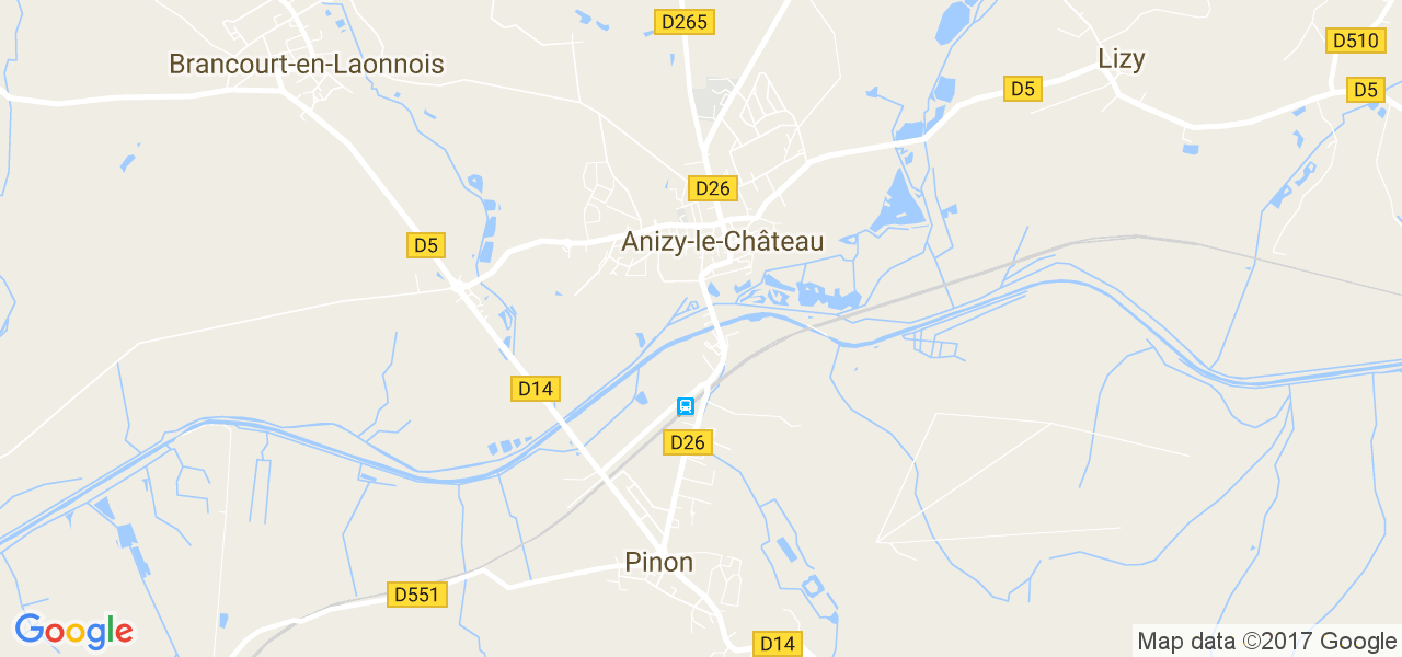 map de la ville de Anizy-le-Château