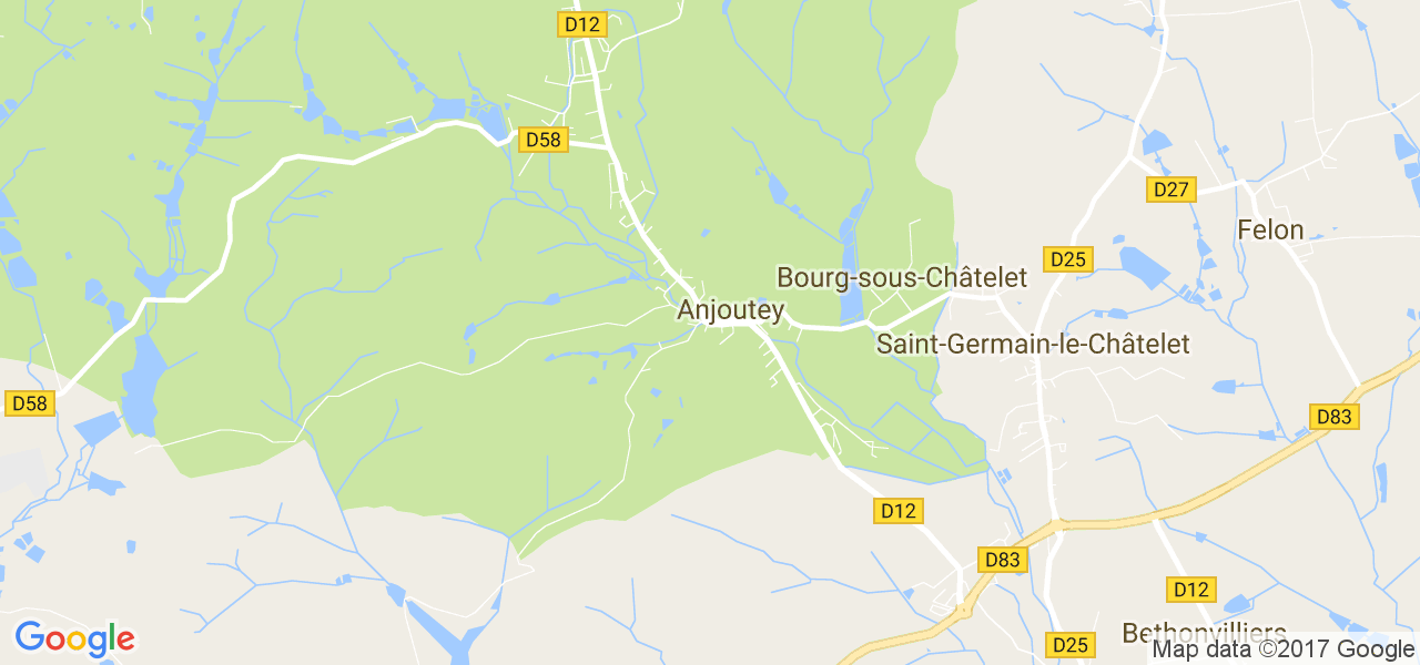 map de la ville de Anjoutey