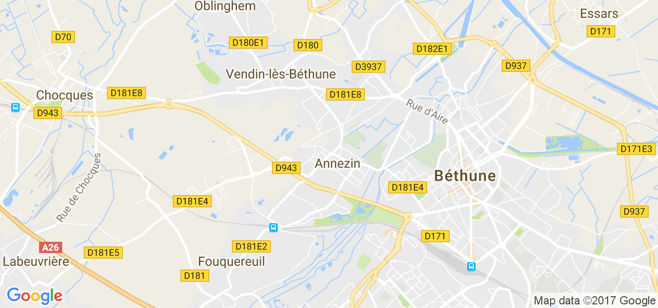 map de la ville de Annezin