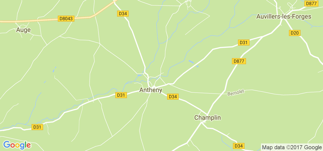 map de la ville de Antheny