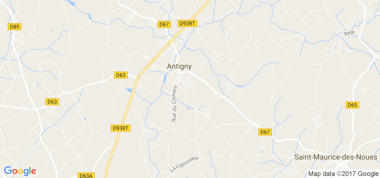 map de la ville de Antigny