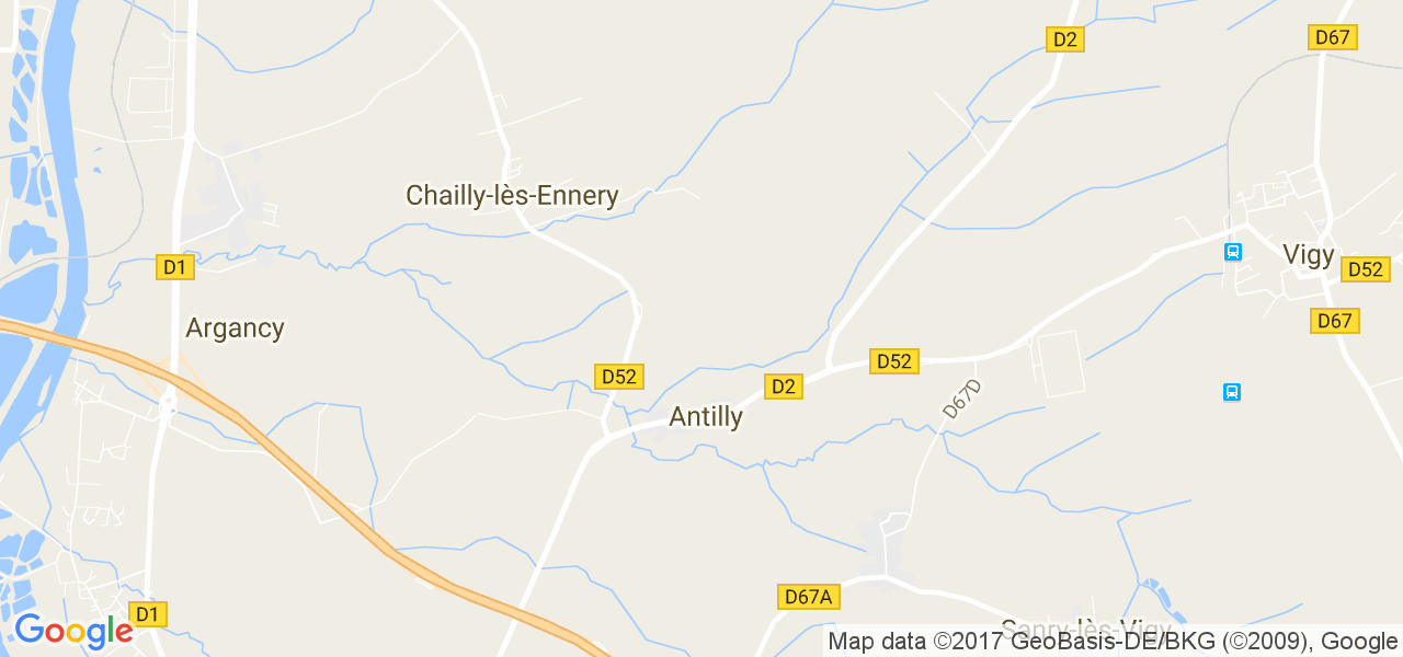 map de la ville de Antilly