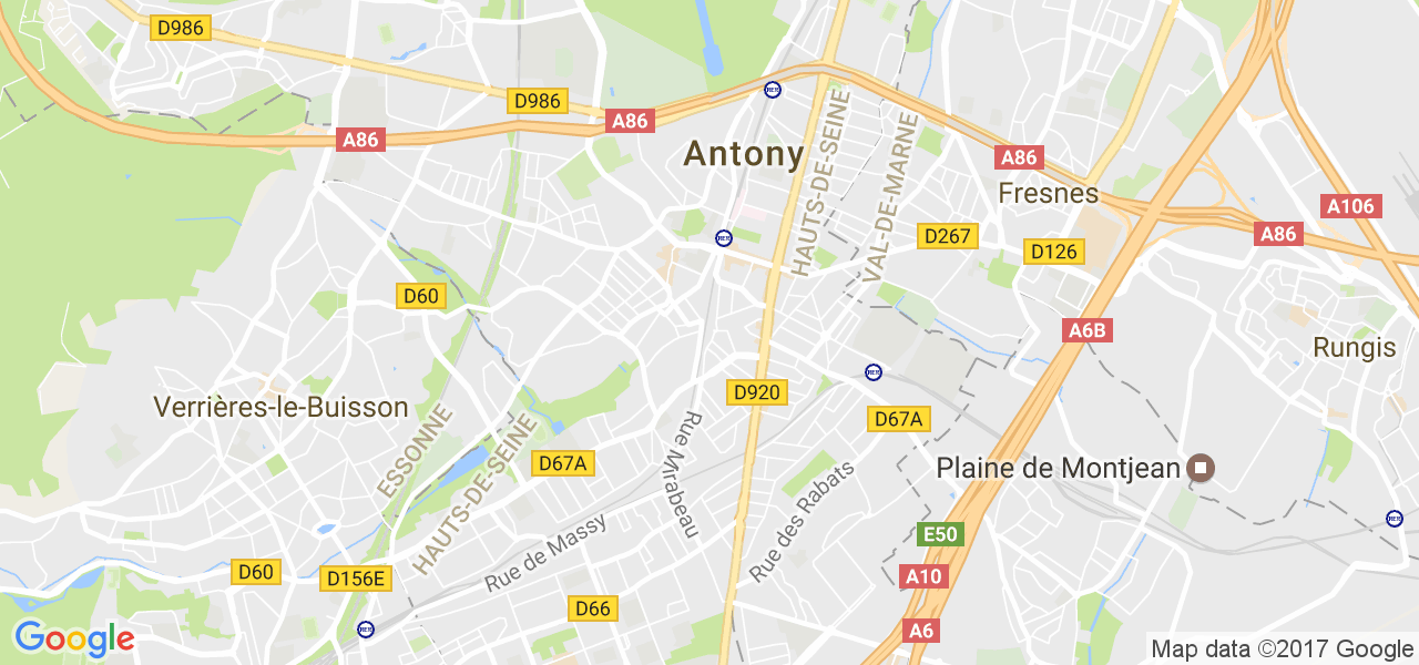 map de la ville de Antony