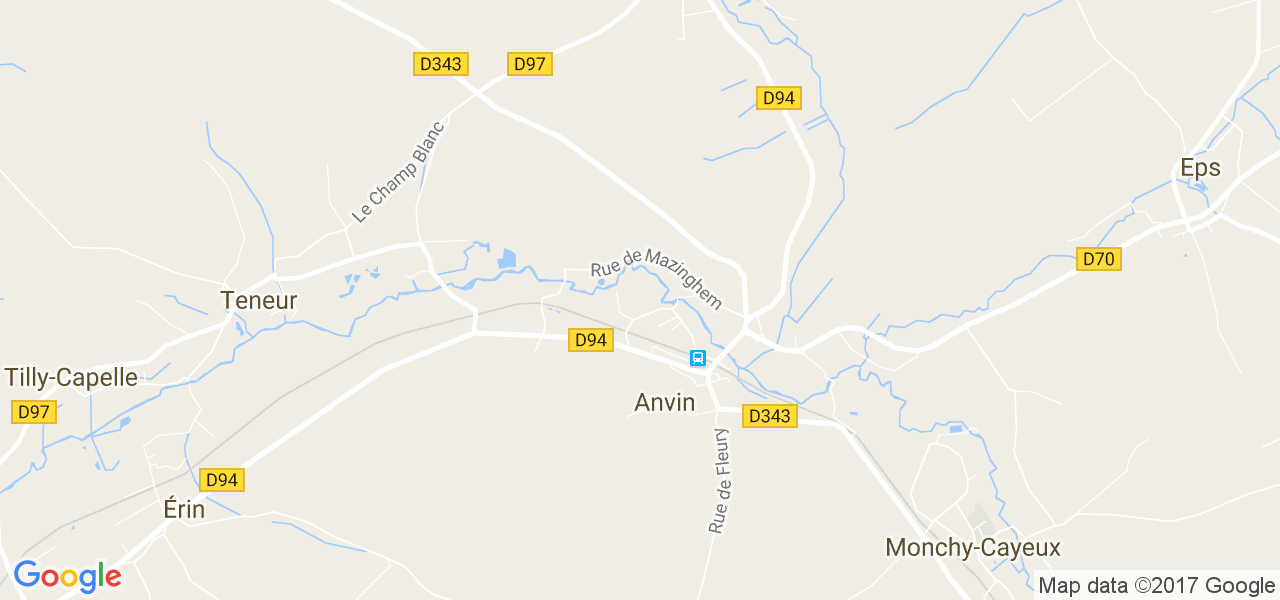 map de la ville de Anvin