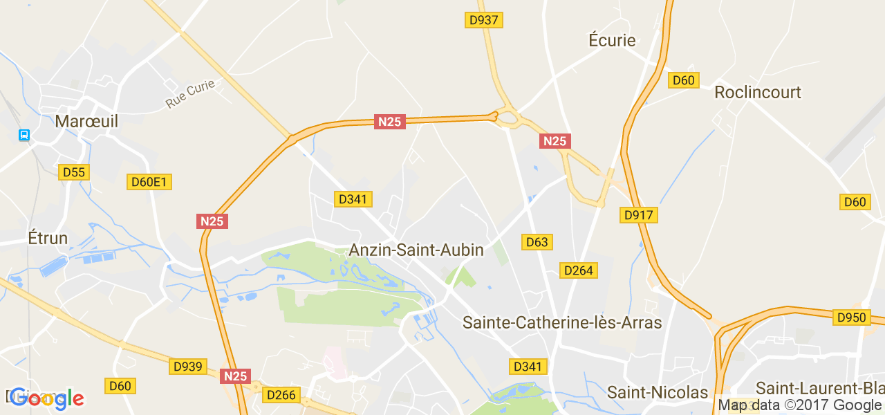 map de la ville de Anzin-Saint-Aubin