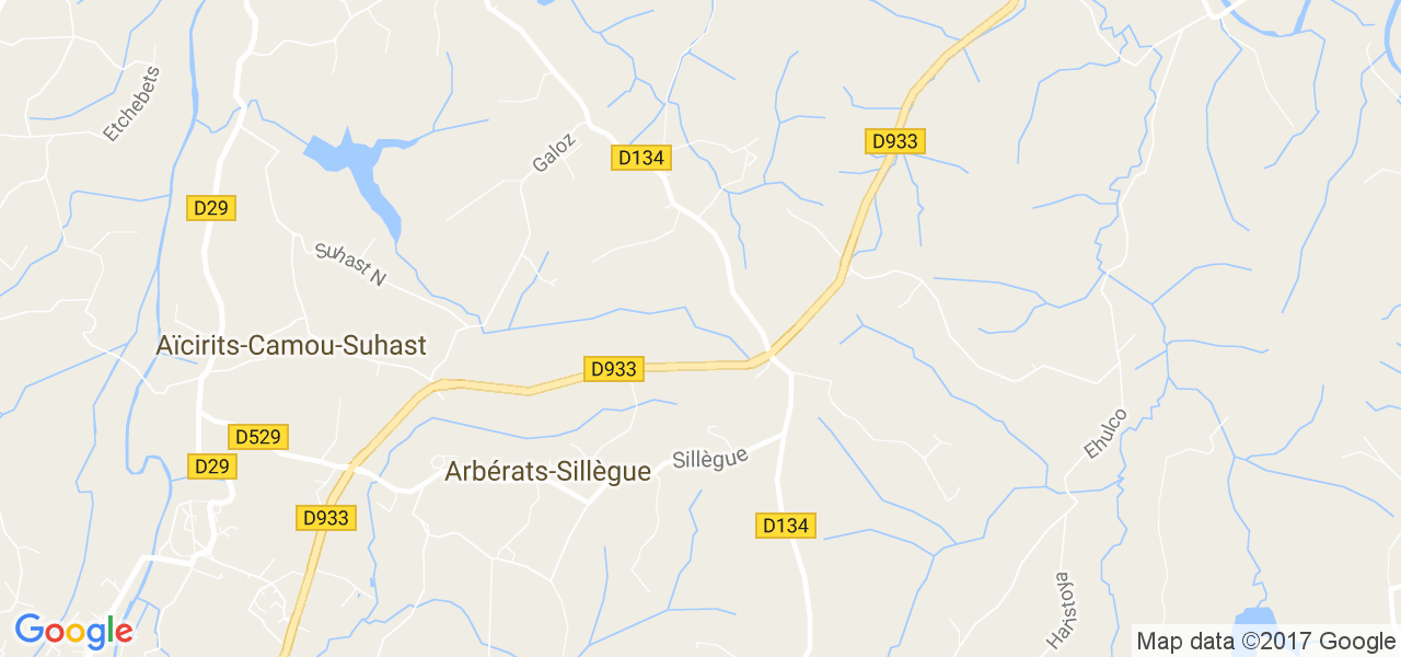 map de la ville de Arbérats-Sillègue